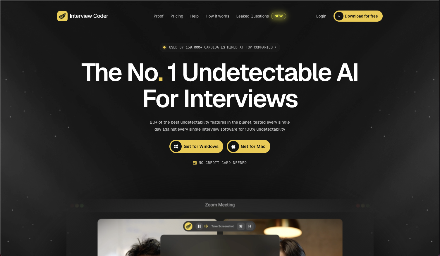 Interview Coder landing page